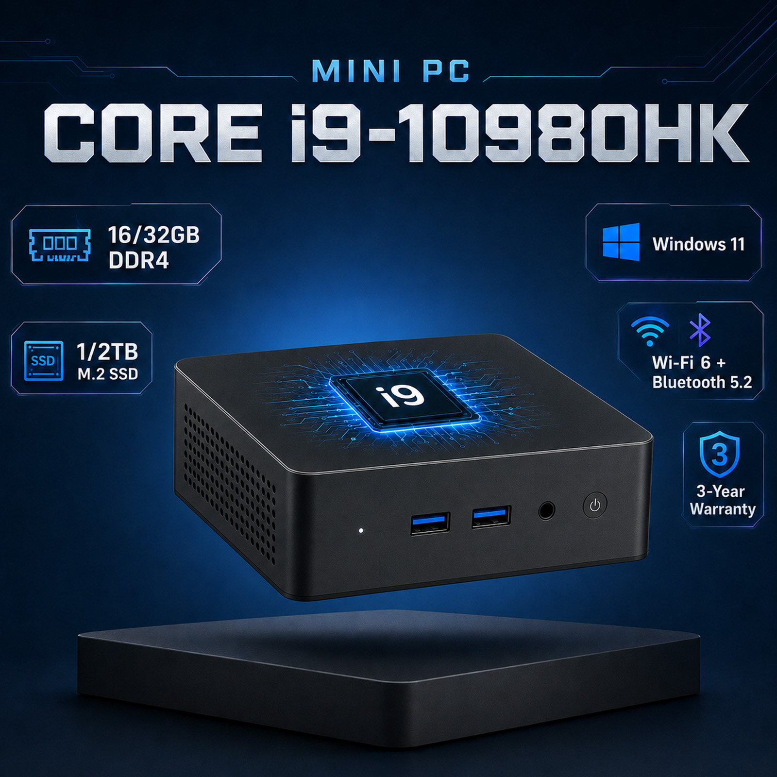 Pc Gaming Compact - Mini PC avec Windows 11, Intel