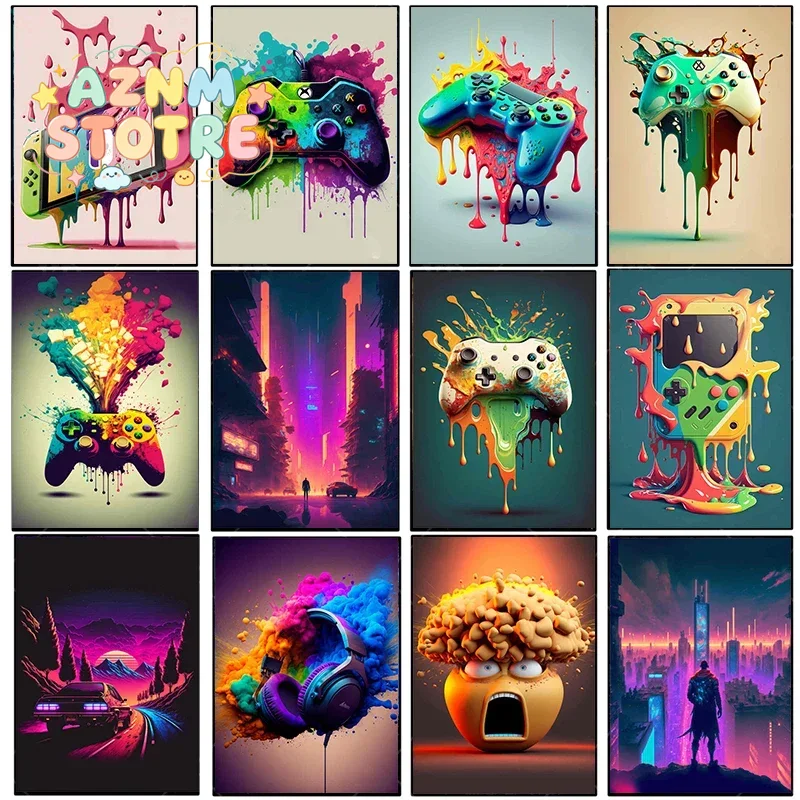 Gaming Controller - Peinture sur toile vintage, contrôleur de